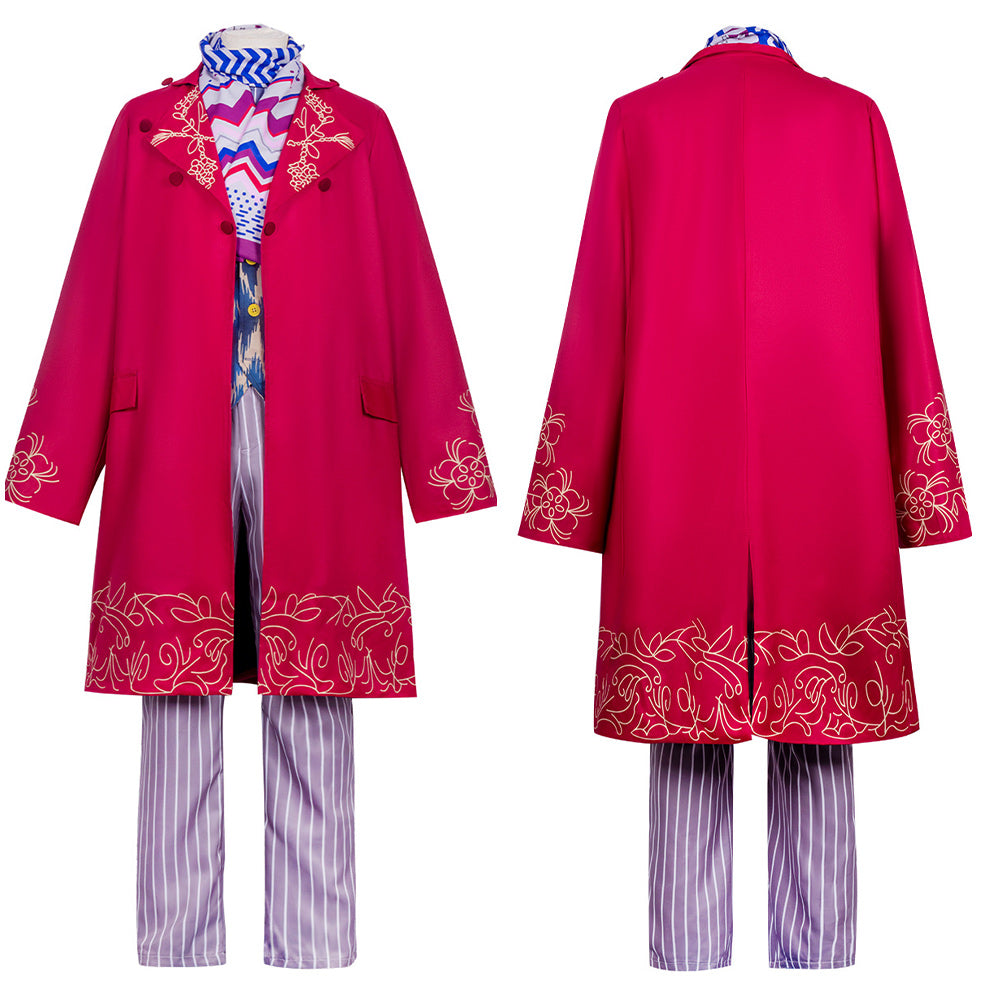 Willy Wonka rot Kostüm Charlie und die Schokoladenfabrik Wonka Cosplay Outfit