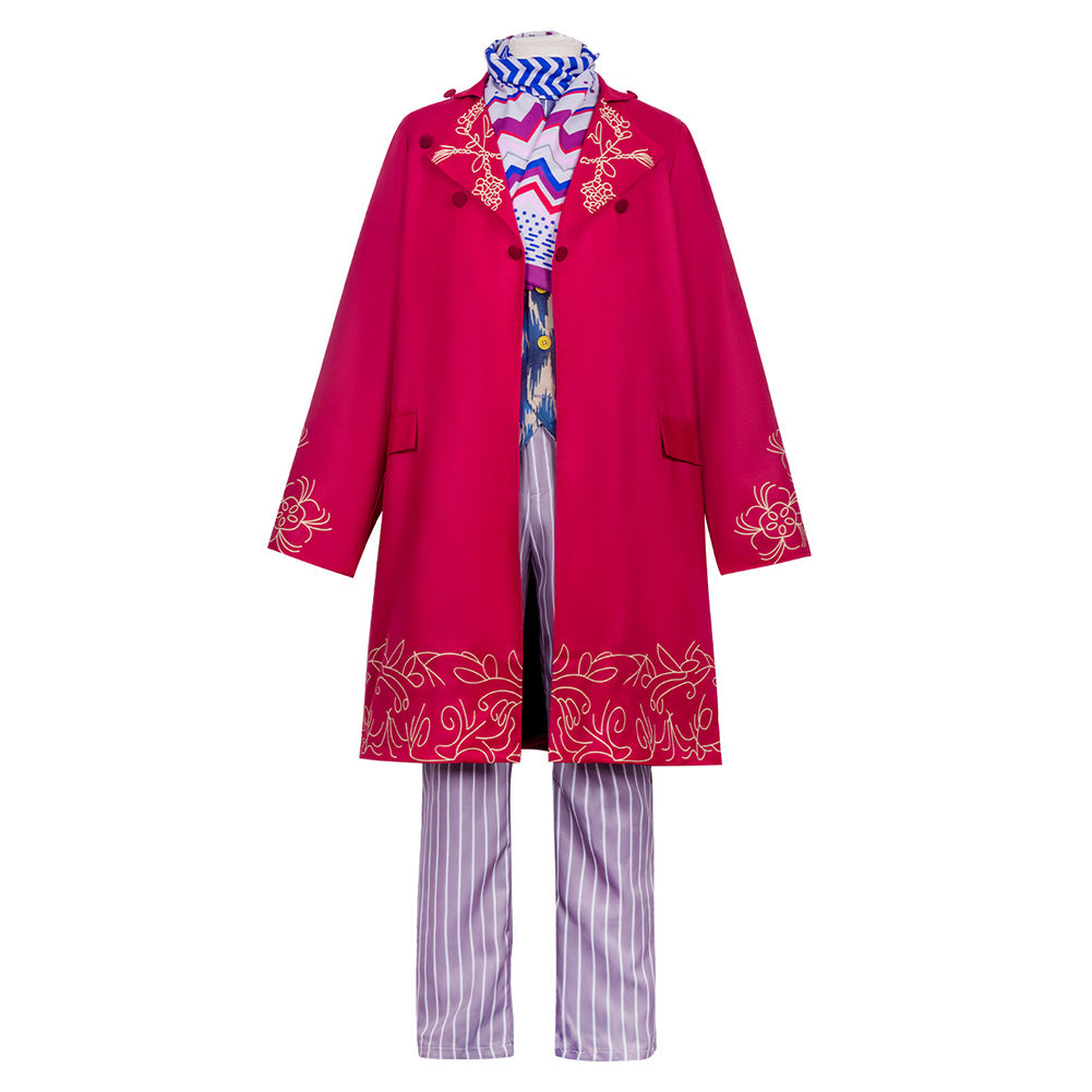 Willy Wonka rot Kostüm Charlie und die Schokoladenfabrik Wonka Cosplay Outfit
