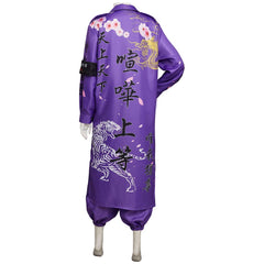 Japanische Bosozoku Kimono Cosplay Kostüm Lila Mantel Hosen Outfits Halloween Karneval Anzug