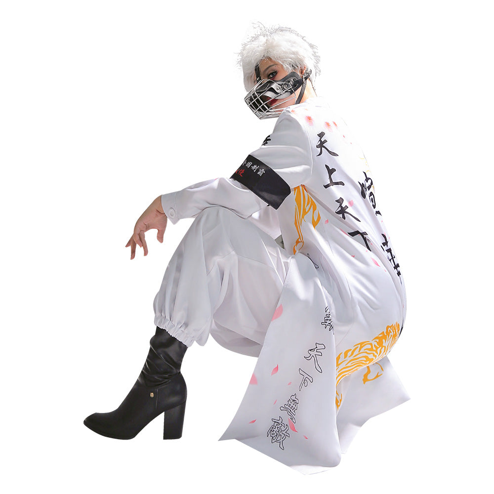 Japanese Bosozoku Cosplay Kostüm Weiße Outfits Halloween Karneval Kimono