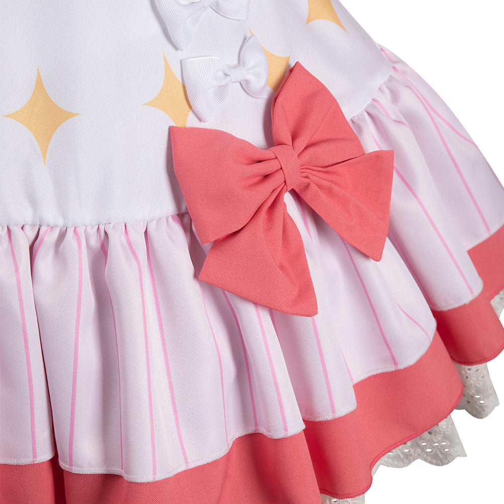 OSHI NO KO Hoshino Ruby rosa gestreiftes Kleid Cosplay Halloween Karneval Kostüm