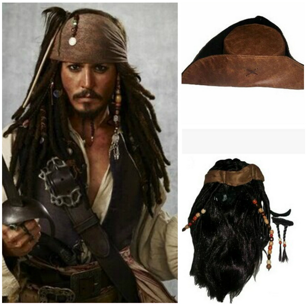 Pirates Of The Caribbean Jack Sparrow Johnny Depp Piraten der Karibik Full Set Cosplay Kostüm