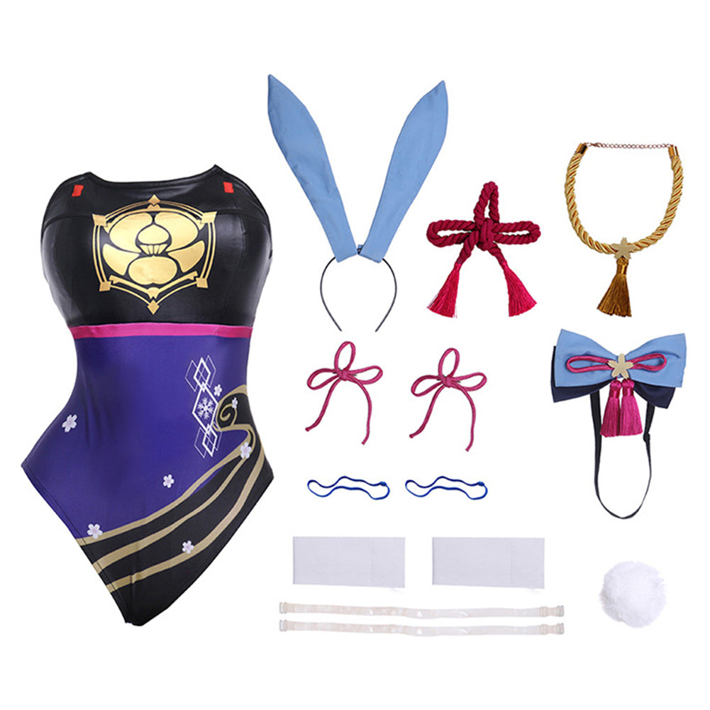 Kamisato Ayaka Cosplay Genshin Impact Kostüm Halloween Karneval Bunny Girl Jumpsuit