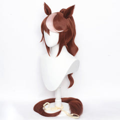 Pretty Derby Tokai Teio Perücke Cosplay Perücke mit Ohren, Schwanz