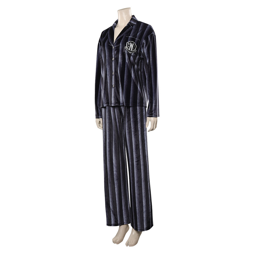 Addams Cosplay Erwachsene Pajamas Outfits Halloween Karneval Schlafanzug