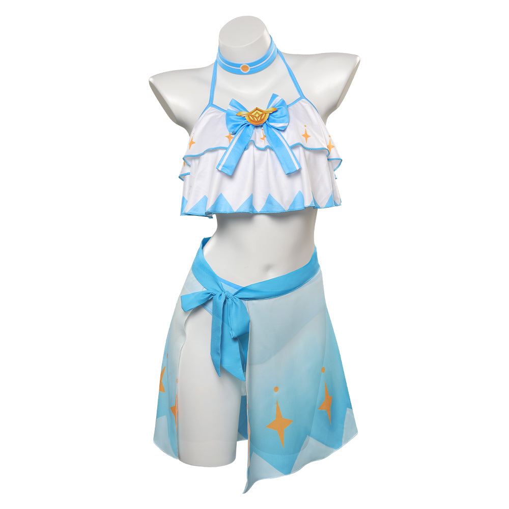 Genshin Impact Traveler Lumine 3tlg Badeanzug Sommer Damen Bademode