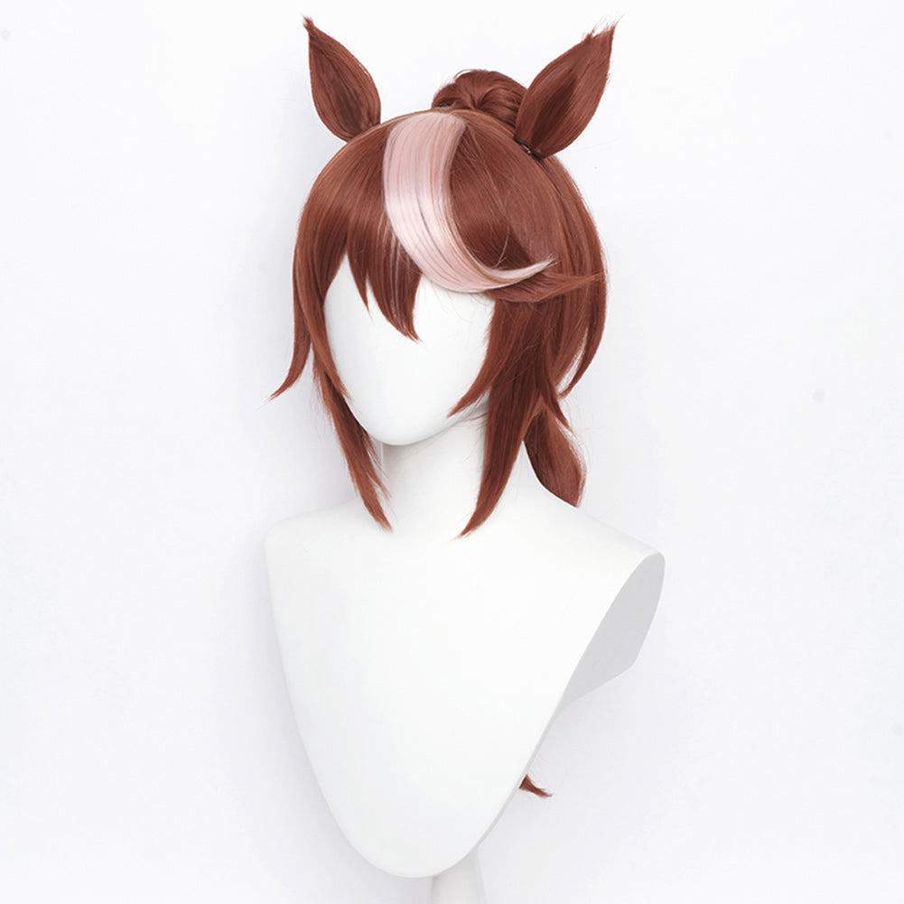 Pretty Derby Tokai Teio Perücke Cosplay Perücke mit Ohren, Schwanz