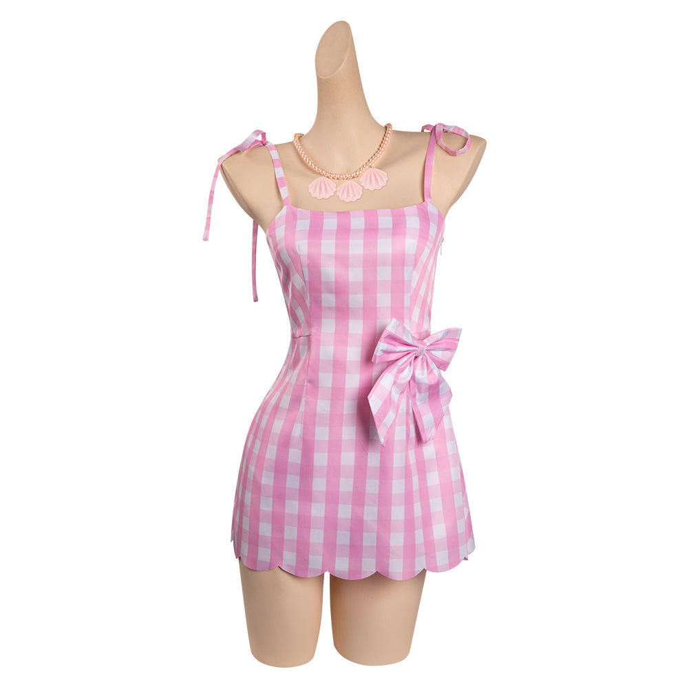 Barbie - Barbie rosa Sommer Kleid mit Gitter Muster Cosplay Kostüm