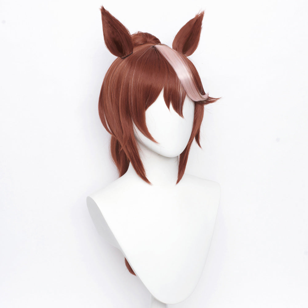 Pretty Derby Tokai Teio Perücke Cosplay Perücke mit Ohren, Schwanz