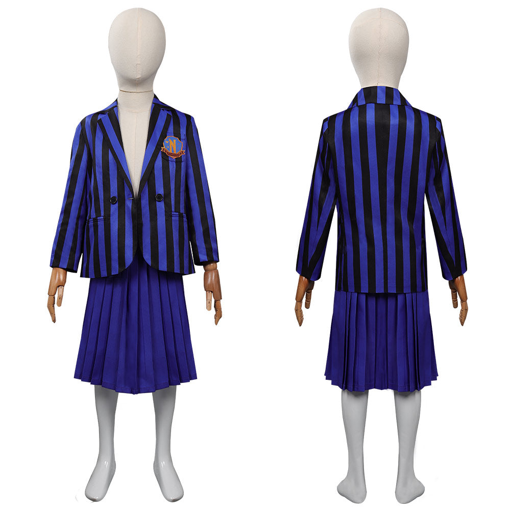 Kinder Wednesday Addams Cosplay Schuluniform Outfits Halloween Karneval Kostüm