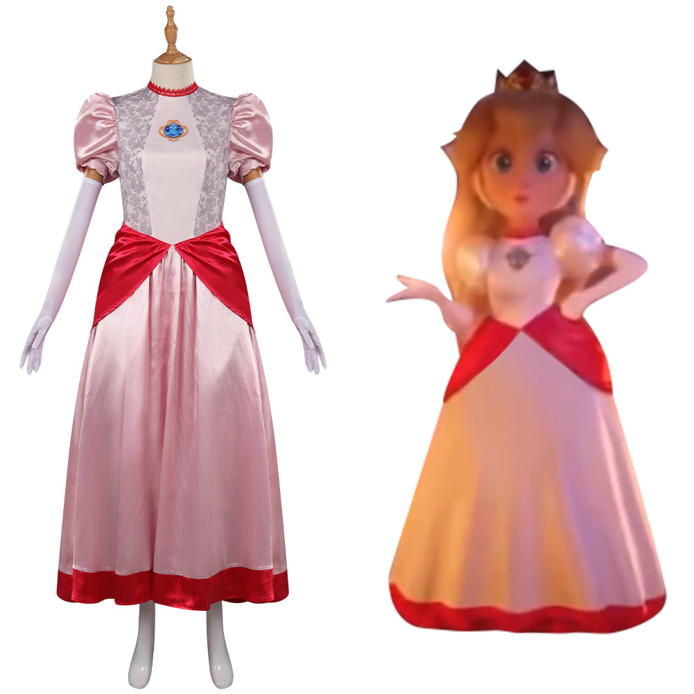 Prinzessin Peach Kleid The Super Mario Bros. Movie Cosplay Kostüm Halloween Karneval Kostüm