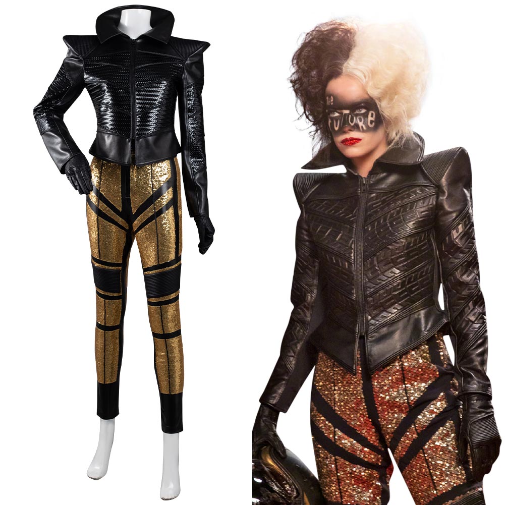 Cruella Cosplay Kostüme Mantel Halloween Karneval Outfits