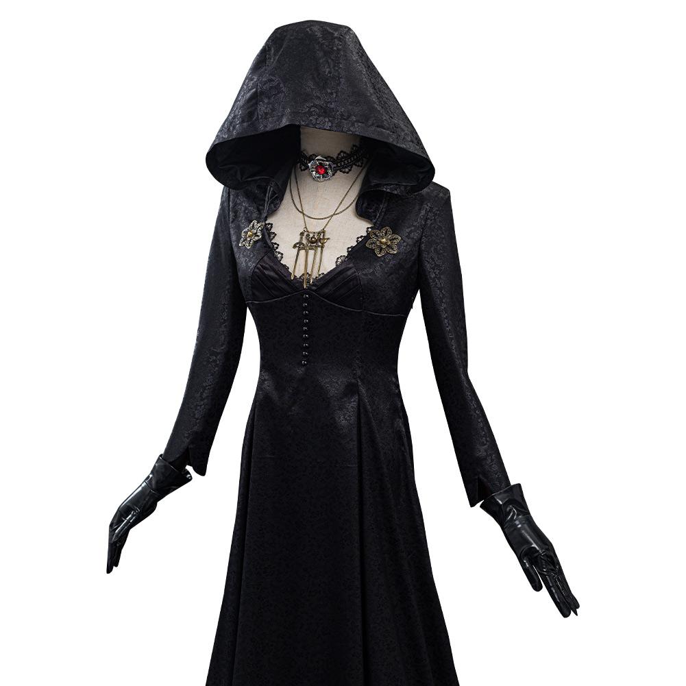 Resident Evil Village Witch Bela Hexe Bela Dimitrescu Schwarz Kleid Cosplay Kostüm