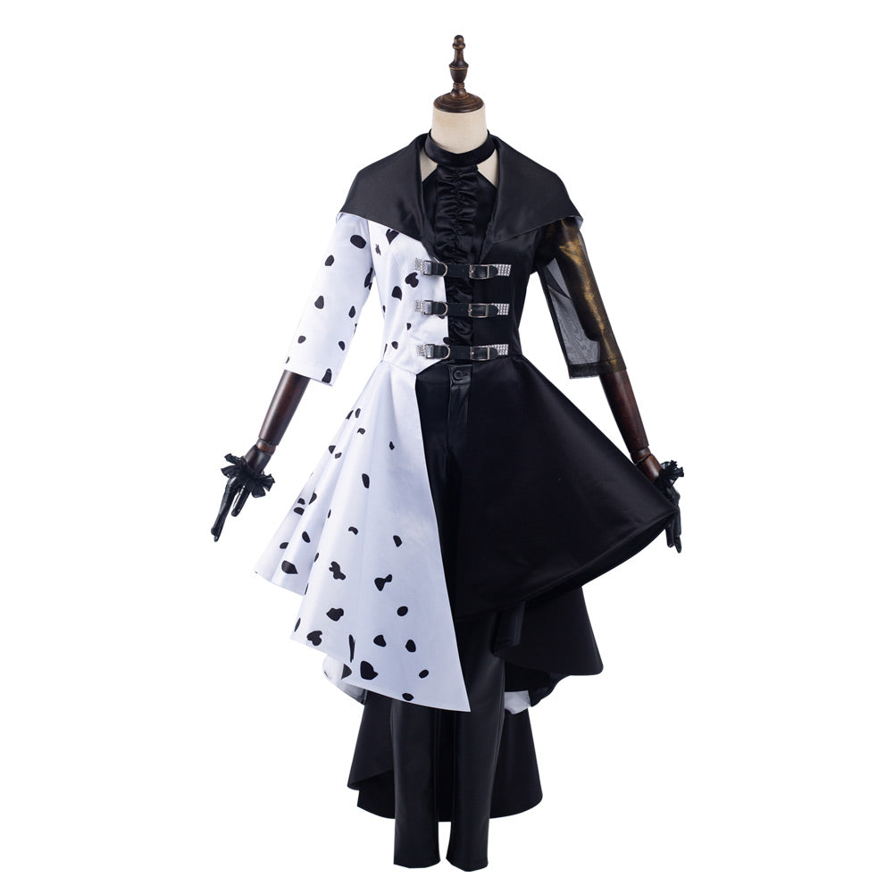 Cruella 2021 Cruella Cosplay Kostüm Kleid Outfits Halloween Karneval Set