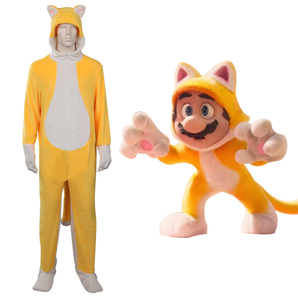 Erwachsene Der Super Mario Bros. Film Cat Mario Schlafanzug Pajama Tierkostüm