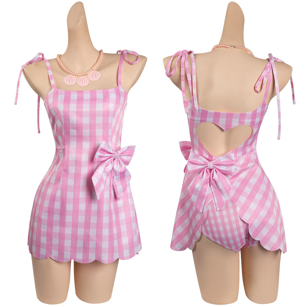 Barbie - Barbie rosa Sommer Kleid mit Gitter Muster Cosplay Kostüm