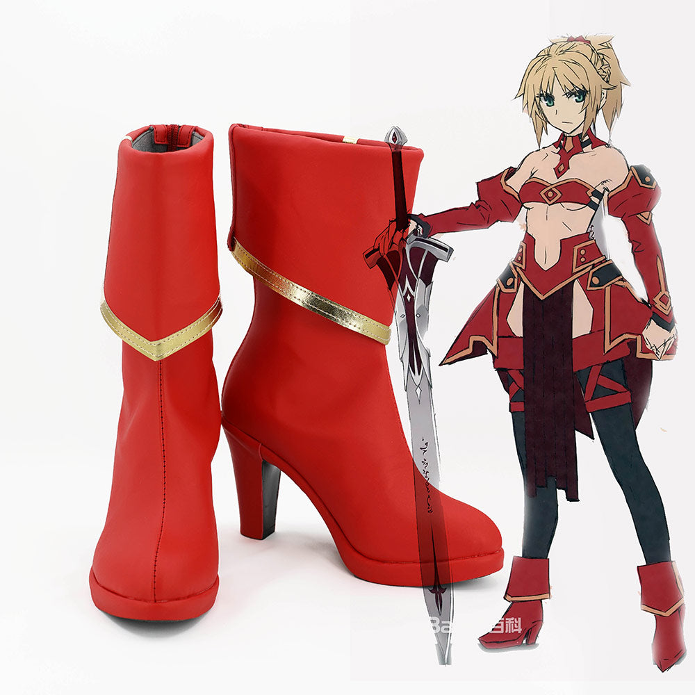 Fate/Apocrypha FA Saber of Red Mordred Stiefel Cosplay Schuhe