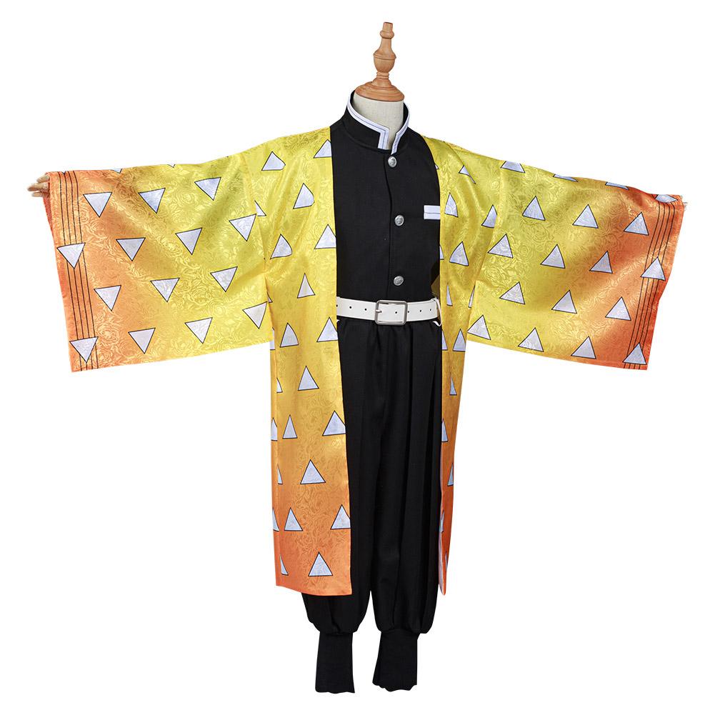 Kinder Kimono Blade of Demon Destruction Agatsuma Zenitsu Cosplay Kostüm Outfits Halloween Karneval Kostüm Set