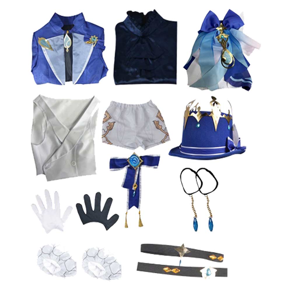 Genshin Impact Focalors Kleid Cosplay Kostüm Set