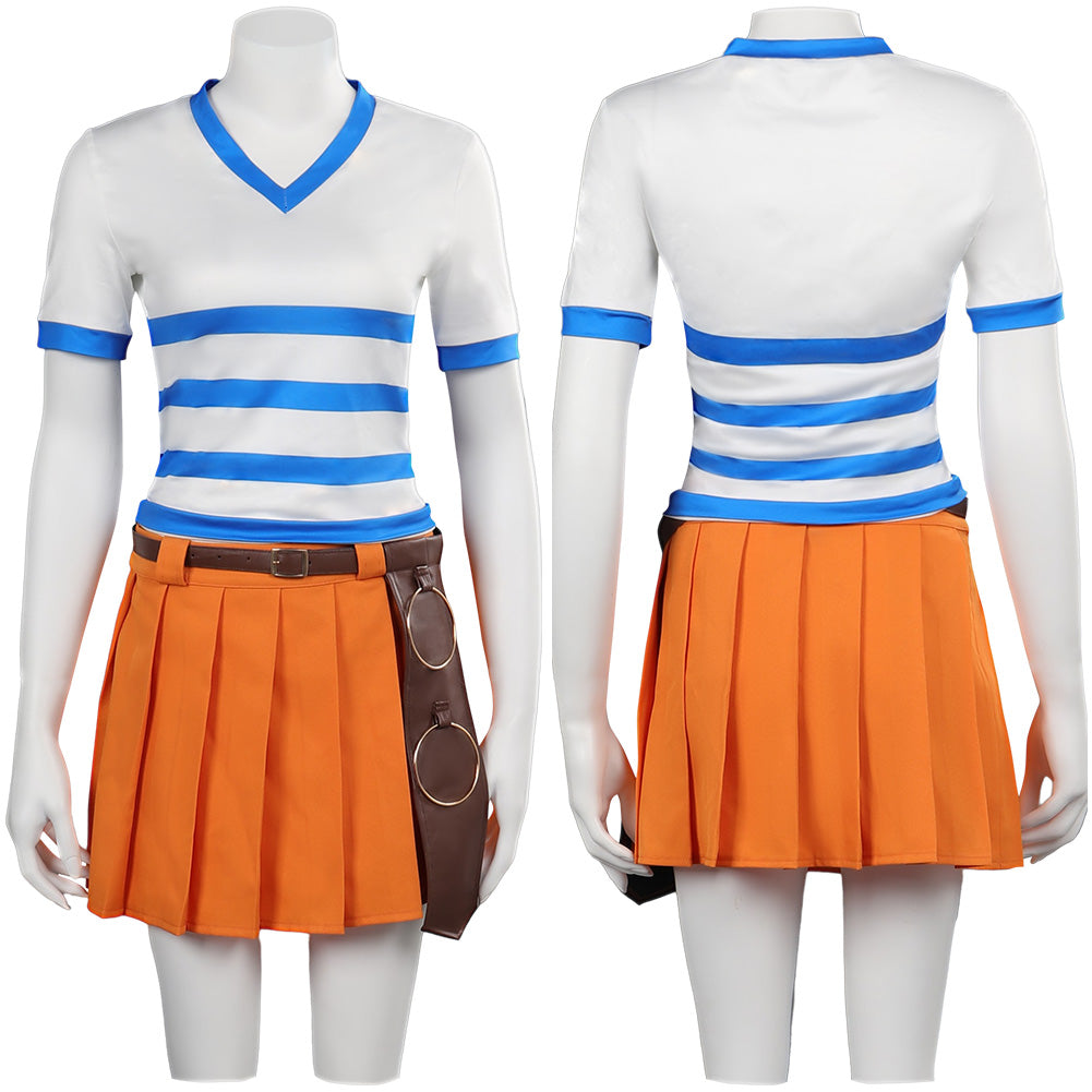 Kinder Mädchen One Piece Nami Sommer Outfit Set Cosplay Halloween Karneval Kostüm