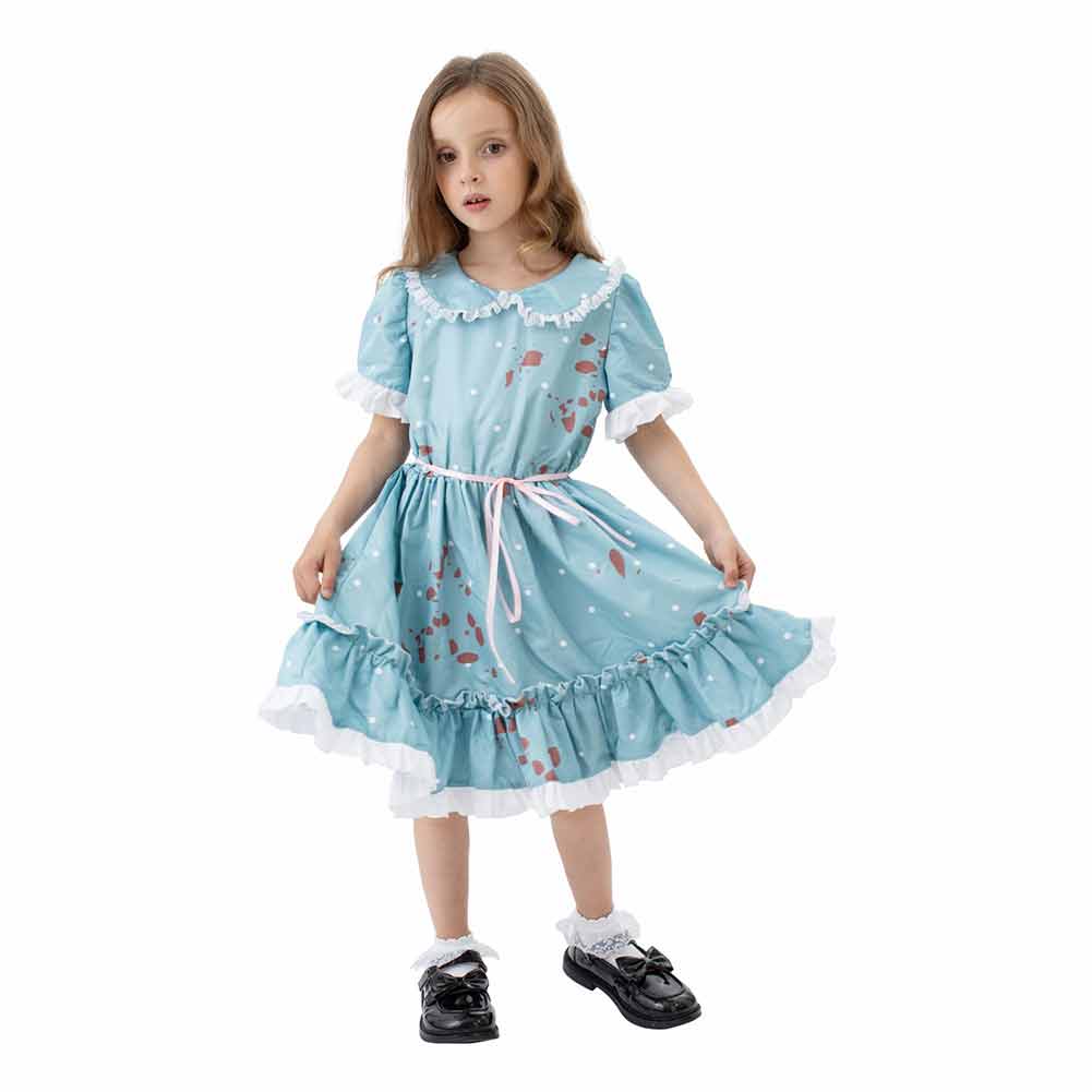 Kinder Mädchen The Shining Zwillinge blaues Kleid Cosplay Halloween Kostüm