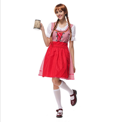Oktoberfest Dirndl Damen Trachtenkleid mit Schürze Cosplay Kostüm
