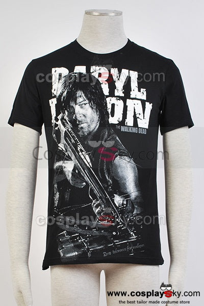 The Walking Dead Daryl Dixon T-Shirt Tee Schwarz Baumwolle Kurzarm